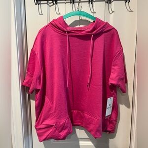 NWT Nine West Active Pink Short Sleeve  Hoodie sweatshirt gym, athletic women M